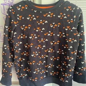 Cat & Jack Heart Print Crewneck - Black and Orange